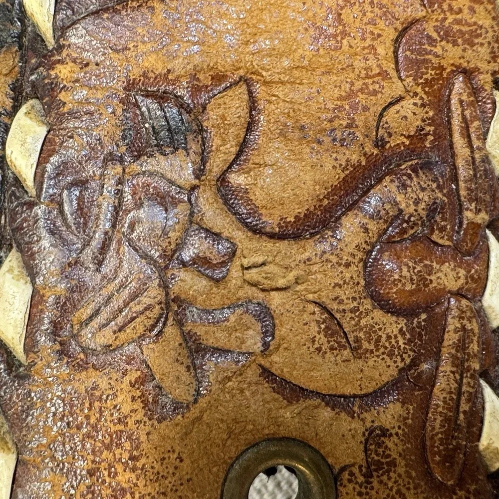 Vintage Hand‎ Tooled Leather Belt Mens Brown Fair Western Rodeo Nick NAW